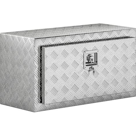 Caja de herramientas de aluminio de 96 litros con cerradura, 2 llaves y asa lateral, 76,2 x 35,5 x 40,6 cm, color plata