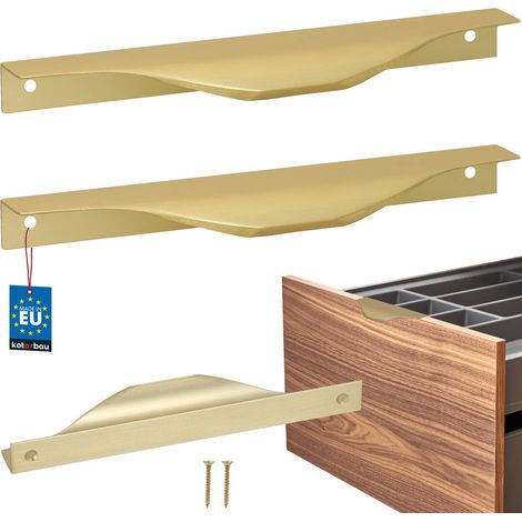 Tirador para muebles KOTARBAU® Modern Edge de aluminio color oro mate, 160/180 mm, juego de 2