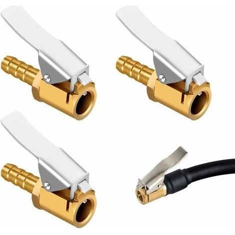 3 Pièces Embout de Gonflage Laiton, Clip de Pompe à Air, Raccord de Valve de Gonflage, Adaptateur de Valve de Pneu de Voiture, pour Pneu de Voiture ou Camion, Type barbelé, 6 mm (1/4)