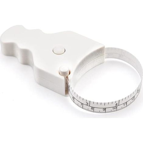 Mètre ruban pour le corps - 150 cm (60"), utilisation à une main, design compact et ergonomique - Moyen précis et confortable pour perdre du poids et tonifier les muscles (blanc) (1/5)