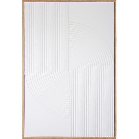 Cuadro enmarcado con un diseño geométrico en relieve de color blanco 92x62cm (1/5)