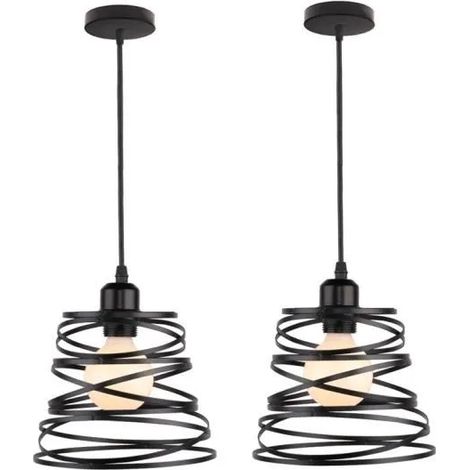 U-do 2 Pcs Lustre ressort style industriel 20cm-noir (1/4)