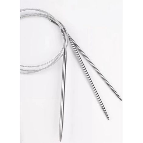Lot de 3 aiguilles à tricoter circulaires de 80 cm en acier inoxydable, aiguilles courtes de 5 mm, 4,5 mm et 4 mm avec un grand chas pour tricoter rapidement les manches de pulls. (1/2)