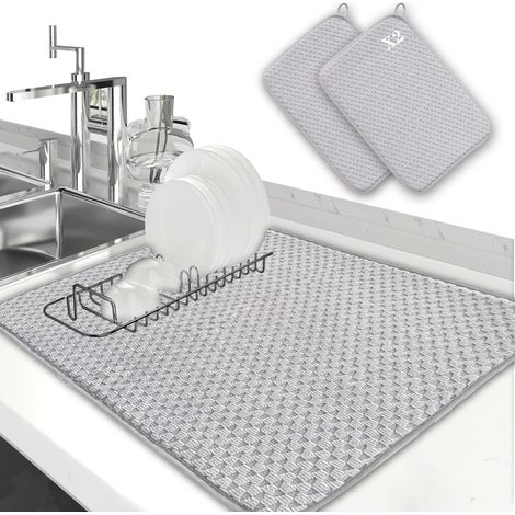 Tapis de sechage evier cuisine,Tapis Absorbant Vaisselle,Tapis machine a cafe,Absorbant,Lavable en Machine,Protection Contre Les éversements pour Bar à Café et Cuisine-40cm30cm (1/5)
