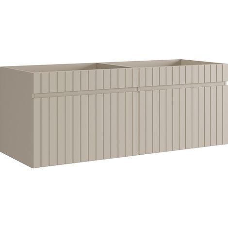 Meuble sous vasque suspendu strié beige - 120 cm - SATARA (1/4)