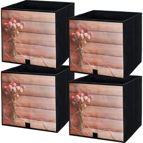 Boîte textile 31x31x31 Bouquet - Lot de 4