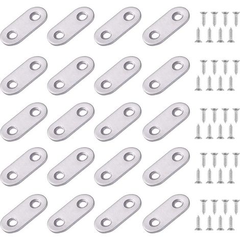 24 flache, gerade Befestigungsplatten, flache, gerade Metall-Stützwinkel, 16–36 mm Montagefüße, flache Befestigungswinkel für Möbelbefestigung (1/4)