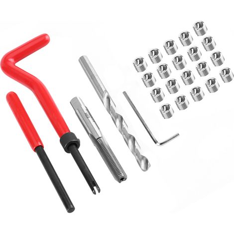 Kit de réparation de filetage 25 pièces, outils à main pour réparation automobile, inserts M6 x 1,0 x 8,0 mm (1/5)