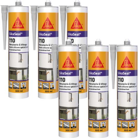 Lot de 6 mastics silicone SIKA SikaSeal 110 Menuiserie & Vitrage - Transparent - 300ml (1/4)