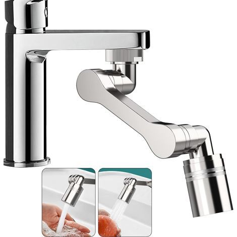 Grifo de extensión multifuncional giratorio de 1080°, boquilla aireadora de 2 modos, para grifos con rosca macho de 20/22/24 mm de diámetro. (1/5)
