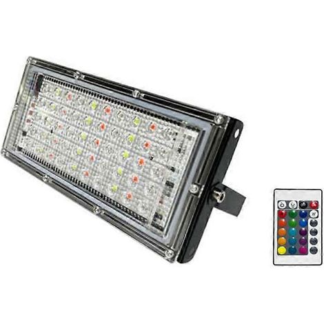 Projecteur LED à distance avec réflecteur, étanche IP65, pour extérieur, jardin, spot LED RGB 50 W, prise UE (1/5)
