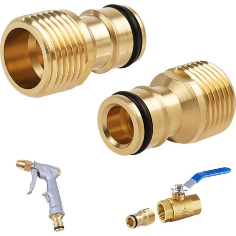 2PCS Raccord Rapide de Robinet Fileté en Laiton 1/2", Adaptateur Tuyau Arrosage Robinet Cuisine, Adaptateur Robinet Tuyau Arrosage, Connecteur Fileté Laiton Pistolet à Eau Accessoires (1/5)
