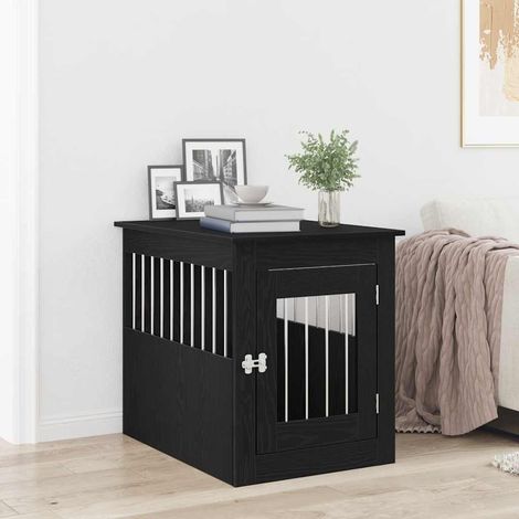 Meuble pour cage à chien-Abri pour chien en chêne noir 75 x 55 x 65 cm en bois d'ingénierie 121307 (1/5)
