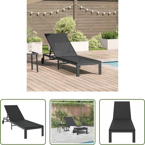 Transat extérieur -  Transat 1-personne Noir 206 x 62.5 x 74 cm polyrotin (1/5)