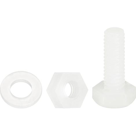 150 Pcs/50 Ensembles Boulons Hexagonaux Nylon, M4 x 12mm Vis À Tête Hexagonale Plastique Filetage Complet Boulons Écrous Avec Rondelles Plates Pour Accessoires, Blanc (1/5)