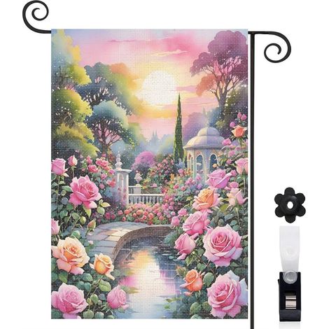 Drapeau de jardin extérieur décoration extérieure toile durable double face 30 x 45 cm pour jardin maison (1/5)