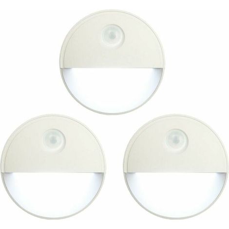3pcs détecteur de mouvement lumière intérieur, sans éblouissement à piles sans fil led veilleuse pour placard toilette chambre salle de bain armoire cuisine couloir escalier (1/4)