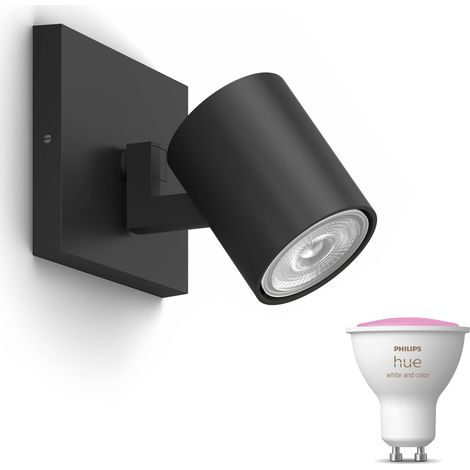 Philips Hue Runner Spot en saillie à 1 point lumineux GU10 (Noir) Lumière blanche et colorée - White and Color Ambiance