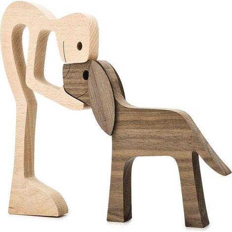 Familia de cachorros, juguetes creativos, adornos decorativos de madera para escritorio, artesanía nórdica, regalos (1/3)