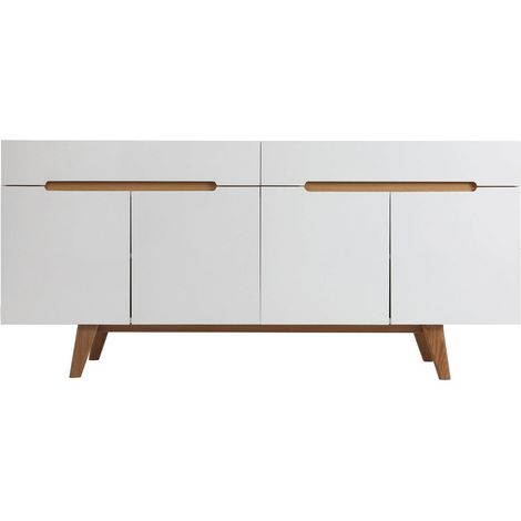Sideboard Skandinavienstil Weiß glänzend und Esche 180 cm MELKA