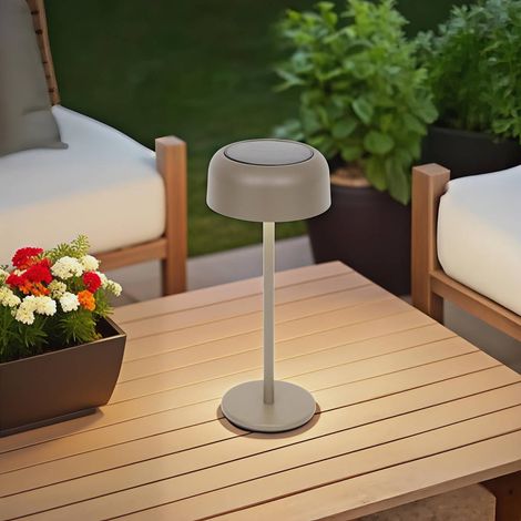 Lampe Bolty solaire beige lin H30cm - Hespéride (1/2)
