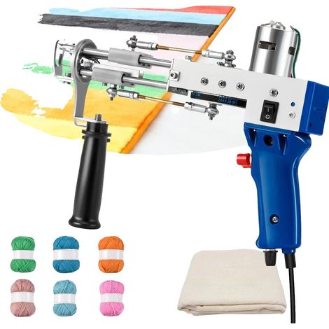 Pistola de tufting, velocidad ajustable de 5 a 40 puntadas/seg, 70 vatios, altura del pelo de 7 a 19 mm, funcionamiento eléctrico, diseño fácil de usar. (1/5)