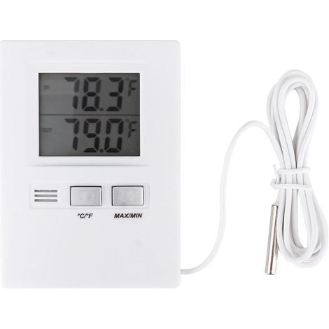 Compteur de Température Filaire Extérieur Intérieur, Thermomètre Numérique avec Fil de Capteur et écran LCD, Alimenté par Batterie, pour la Maison, le Bureau, le Restaurant (1/5)