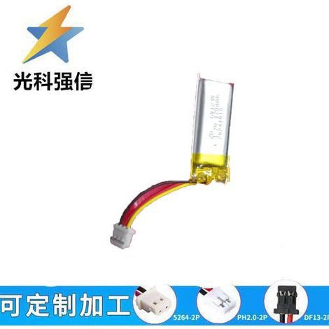 601230 170mAh 3,7V Lithium-Akku für Hochleistungstaschenlampe mit Kabel, 1,25mAh Kapazität.
