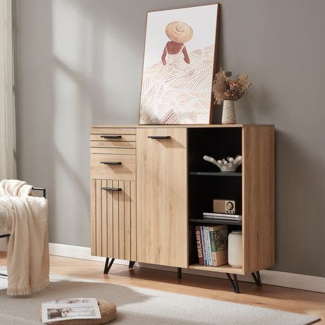 Sideboard Noppen 100x120x38 cm Eicheoptik [en.casa]