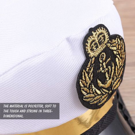 Chapeau de capitaine blanc pour chien, chat ou chiot, idéal pour Halloween et déguisement de marin. (1/3)
