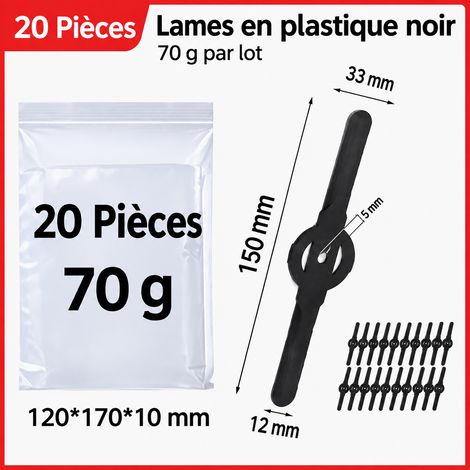 Kit de lames en plastique noir lot de 20 pièces 73 g PP 0,073 kg pour coupe-bordure 14 × 20 × 1 cm 80 g – Livraison gratuite