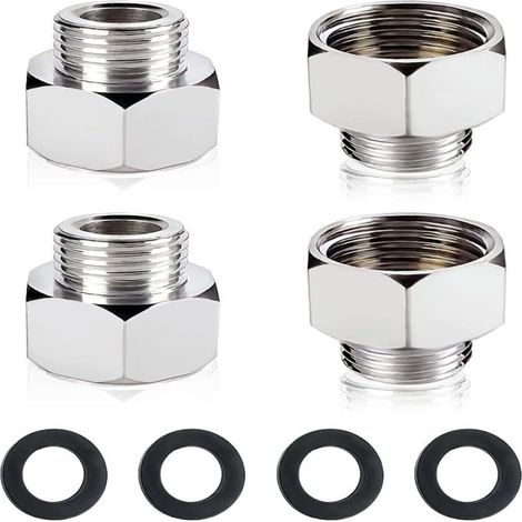 Adaptador de manguera de suministro de agua de acero inoxidable de diámetro variable de 1/2 a 3/8 de pulgada para grifos de cocina y baño, conexión de manguera de compresión (paquete de 4) (1/5)