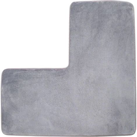 L-shaped bath mat - Soft coral fleece corner shower mat, non-slip and absorbent, washable for square shower, toilet, home and spa (grey) (1/4)