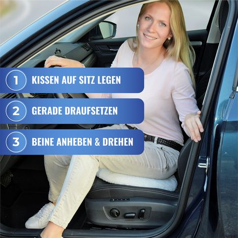 Wenko – Coussin rotatif pour voiture Ø 38,5 cm – Rotation 360° – Rembourré et antidérapant – Confort optimal pour entrer et sortir facilement (1/5)