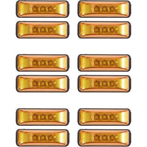 12 feux de gabarit latéraux à LED ambre 24 V 3,9 pouces pour camions et remorques, étanches. (1/4)