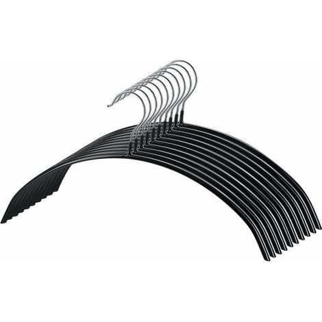 10 Pack Anti-Slip Hangers, Super Grip Metal Hangers, Ideal for Shirt, Jacket - 36 cm - Black (1/5)
