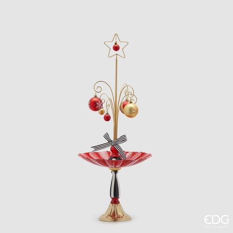 Alzata decorativa Natale H76 Oro Rosso EDG