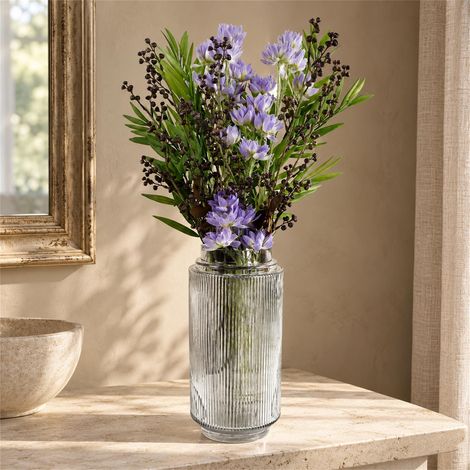 60cm Artificial Purple Starflower Display Glass Vase Premium (1/5)