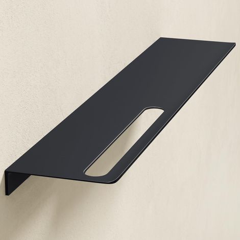 Mai & Mai Étagère Murale de Rangement en Aluminium Porte-Serviettes au Mur Support Rangement à Poser à Susprendre pour Salle de Bain Cuisine Noir Mat 60×12,5×3,2 CM Reglo-06 (1/5)