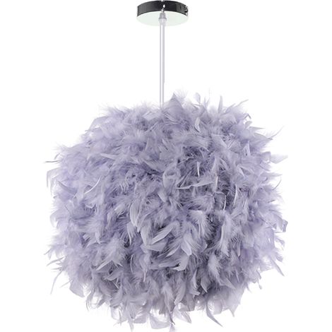 Lustre Suspension en Plumes 30 cm E27 40W Gris (1/5)