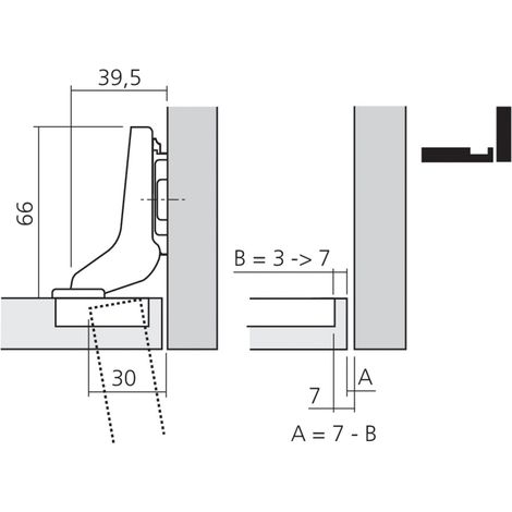 Charnière pour meuble Clip Top 110° – Système Blumotion désactivable – Grand coude pour portes lourdes – CHA71B379