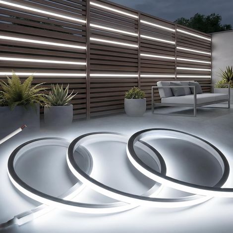 Waterproof Outdoor LED Strip 24 V, 2 m Neon LED Strip Silicone Waterproof IP65 Cool White 6000 K Flexible LED Strips Cuttable for Home, Kitchen, Bedroom, Without Transformer (1/5)