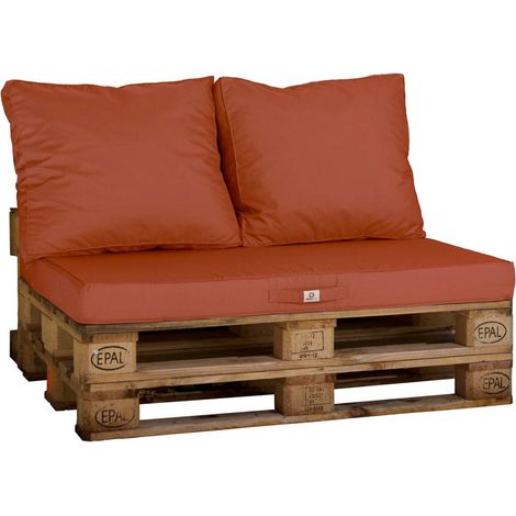 Lot matelas pour palette déhoussable avec assise de 120x80x10cm et dossier Terracotta (1/4)