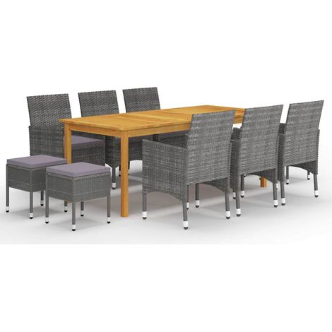 vidaXL Juego de comedor de jardín de 11 piezas gris (1/5)