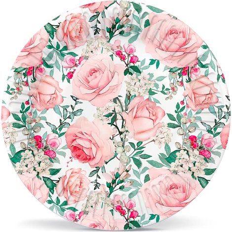 PAW - Piatti Carta Compleanno (18 cm) I 10 Pezzi I Piatti Usa e Getta - Rose, Classico, Elegante I Piatti di Carta per Feste, Vacanze, Matrimoni I 100% Biodegradabile I Colore: Gorgeous Roses