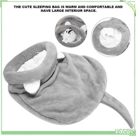 Sac de couchage pour animaux - FAFEICY - M - Gris - Tissu en peluche - Chaud et confortable (1/5)