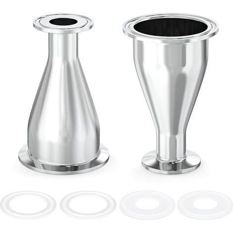 2 pièces Raccord sanitaire Réducteur Raccord en acier inoxydable 304 Tri Clamp Ferrule Style 2" Tube OD à 1" Tube OD (51 mm x 25 mm) (1/5)