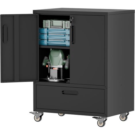 Hochwertiger, rollbarer Metall-Werkzeugschrank – Heavy-Duty Stauraum, H101,5 × W76 × D51 cm, Schwarz/Grau, für Garage, Büro & Haushalt
On-Site (1/5)