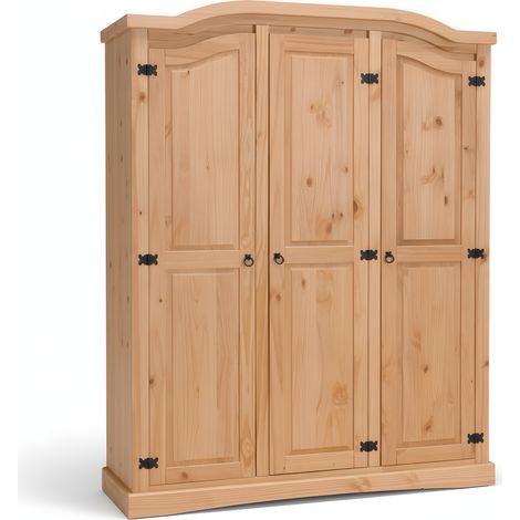 New Mexico Kleiderschrank 3-Trg. Breite 152 cm, Höhe 193 cm gelaugt/Wachs.