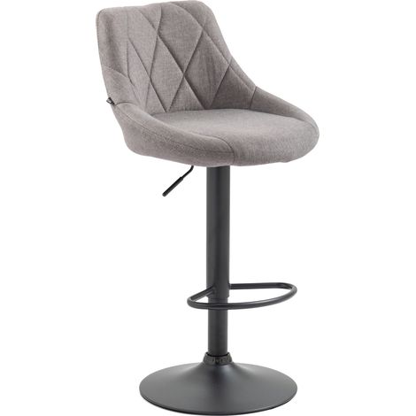 Sgabello da bar girevole x1 regolabile in altezza tessuto grigio con cuciture decorative struttura in metallo nero 100005835